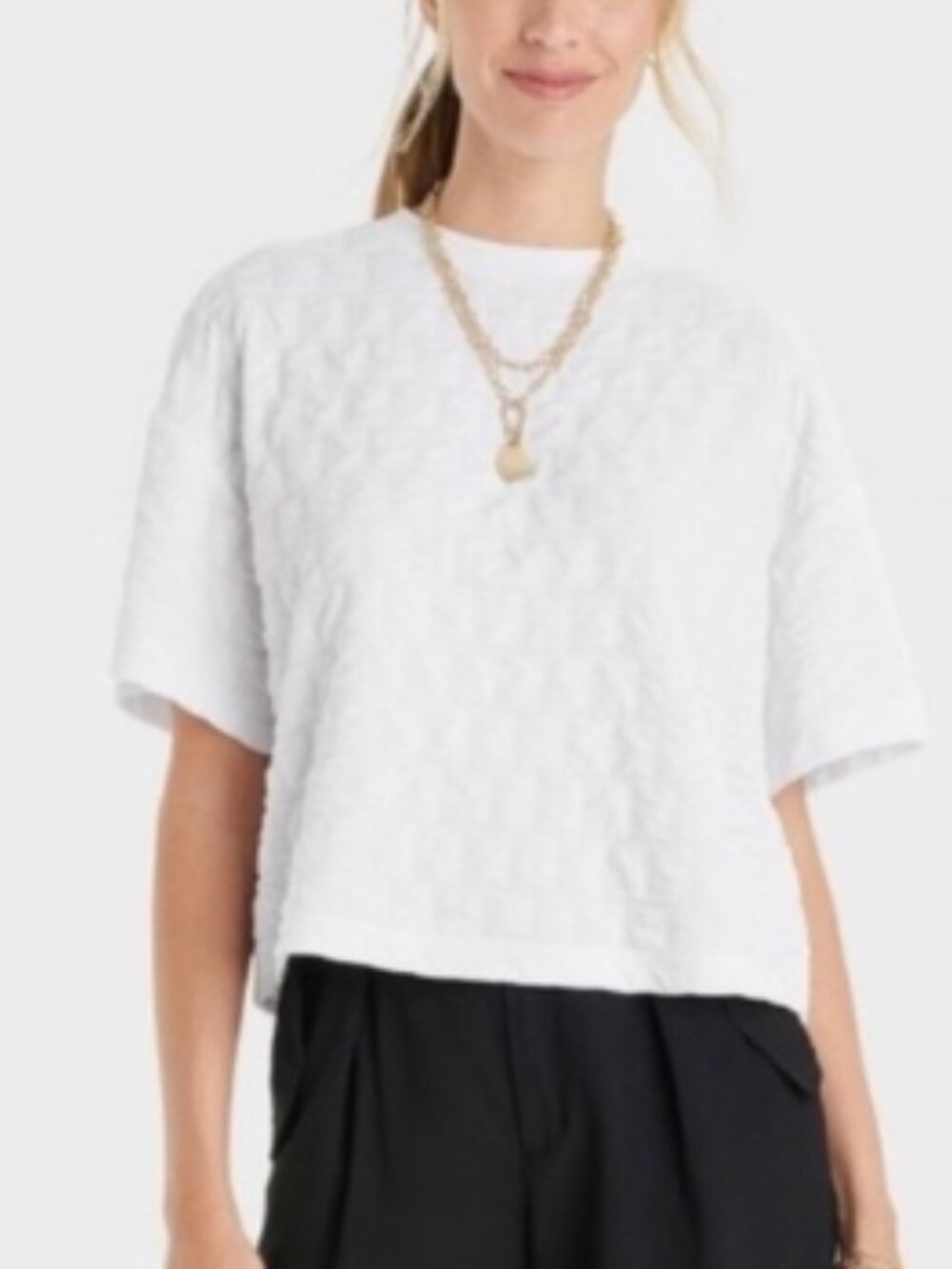 a new day White Textured Crop Top